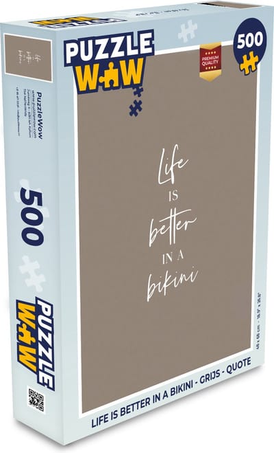 Puzzel Life is better in a bikini - Grijs - Quote - Legpuzzel - Puzzel 500 stukjes