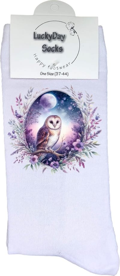 Uil - Vogel -Opkikker - Grappige sokken - Valentijns cadeau - Verjaardag cadeau - Sinterklaas cadeau - Leuke sokken - Vrolijke sokken - Lavendel - Kerst Sokken - Vaderdag - Moederdag - Kerstcadeau - Socks die Happy maken - 37-44