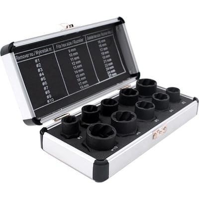 Kit d'extracteur d'écrou 11 pièces Extracteur de vis Extracteur de boulon endommagé Clé à goujon cassée avec étui de rangement noir