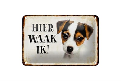 Femer Blikken bordje met tekst 18x12cm nederlands Hier Waak ik Jack Russell Terrier Puppy