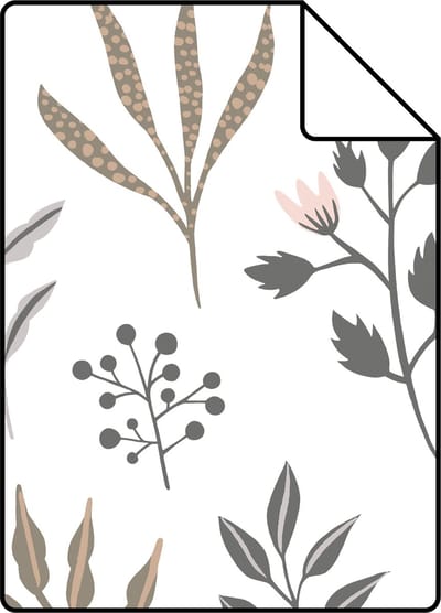 Proefstaal ESTAhome behang bloemmotief in Scandinavische stijl wit - 26.5 x 21 cm - 139081-S