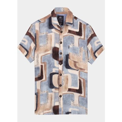 Giordano overhemd korte mouw heren Blauw Vivaro Short Sleeve Resort St 616880/60