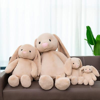 Schattige golvende konijnenknuffel met lange oren, kleine witte konijnenpop, troostende lappenpop, kinderpop, verjaardagscadeau 24Cm