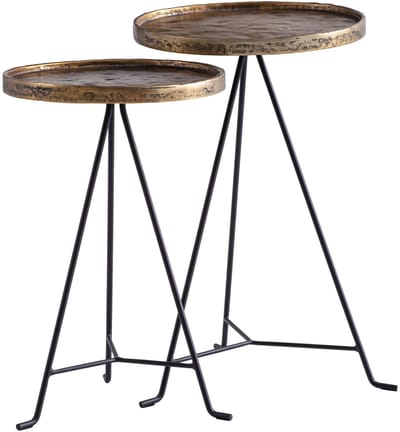 bijzettafel set van 2 metaal goud/zwart design set tafels rond, woonkamer tafel bijzettafel modern, salontafel decoratieve tafel 2-delig, bloementafel woonkamer