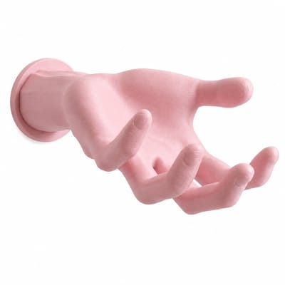 Decoratieve Hand Wandhaak – Moderne Kapstokhaak voor Jas en Tas – Wanddecoratie voor Hal, Woonkamer, Slaapkamer en Kantoor – 10 × 15 cm – Roze