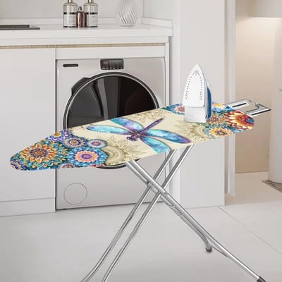 Boheemse Bloemen Libelle Print Strijkplankhoes - Polyester Met Bevestigingsbandjes - Duurzaam en Stijlvol Voor Thuis, Wasserij en Kledingwinkels