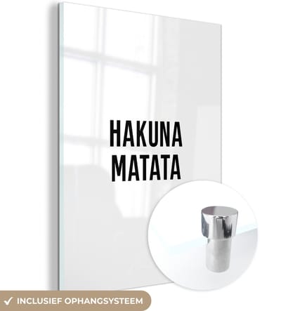 MuchoWow® Glasschilderij 120x160 cm - Schilderij acrylglas - Quotes - Hakuna matata - Kinderen - Baby - Tekst - Foto op glas - Schilderijen