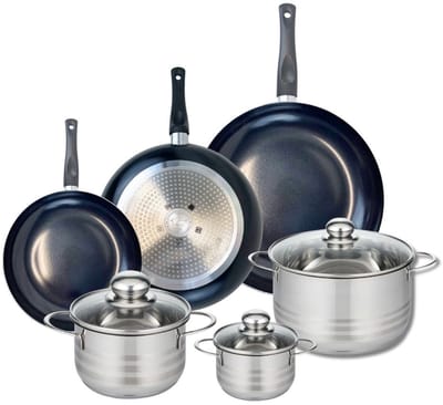Set van 3 Kookpannen 20, 24 en 28 cm en 3 braadpannen 12, 16 en 20 cm Elo Prima Brillant