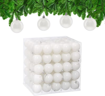 kerstballen set van 100 - Ø 6 cm - glanzend - kunststof - wit