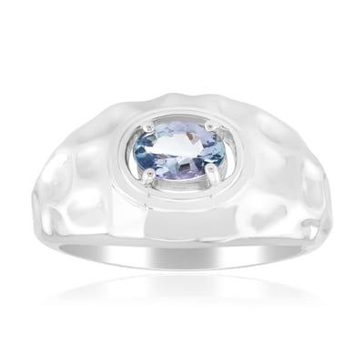 Cavill - Zilveren ring met onverhitte ovale Tanzaniet 0,468 ct - 925 Sterling Zilver met Palladium - Elegante ring - Ringmaat 16-21