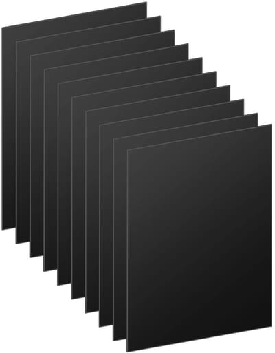 10 Stuks Zwarte Plastic Plaat van 1 mm, Zelfklevend Acryl voor Fotolijsten, Bordjes en Schilderijen (15 x 10 cm)