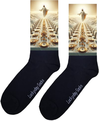 Jezus - Verjaardag cadeau - Kerst sokken - Geloof - God - Volgers - Leuke sokken voor heren en dames - Moederdag - Vaderdag - Cadeau voor hem en haar - Kerstcadeau - Laatste avondmaal - Hoop - Paas cadeau - Pasen - Valentijns cadeau - 37-44