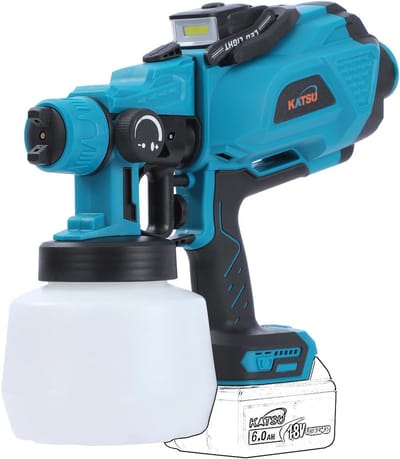 Draadloos spuitpistool met LED-licht en 3 spuitmonden - 1200 ml elektrische verfspuit voor houtbehandeling, meubels en meer
