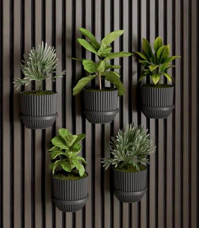 Plantenring Akoestisch Paneel - Plantenhouder Ring - Decoratief Gebruik - Boorvrije Montage - 2 Stuks - Zwart