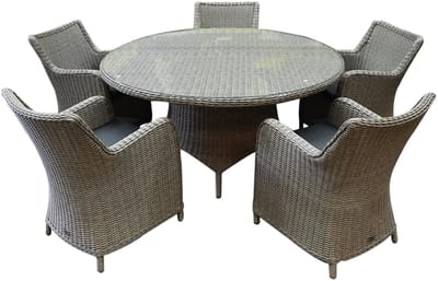 Bilbao Riccione dining tuinset 150 cm rond 6-delig grijs