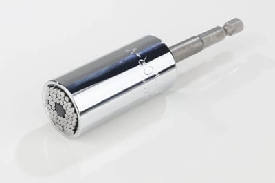 Universal Stecknuss Uni-Grip 3/8 Zoll mit 1/4 Adapter Sechskant auf Vierkant voor Schroeven Oogrings Moeren Haken 7-19 mm en Zollmaten Lengte 5,3 cm