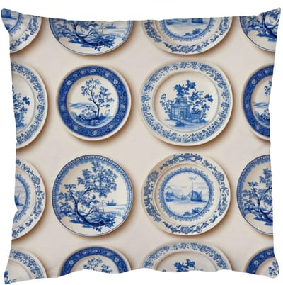 Sierkussens - Kussentjes Woonkamer - 50x50 cm - Borden - Bomen - Planten - Blauw