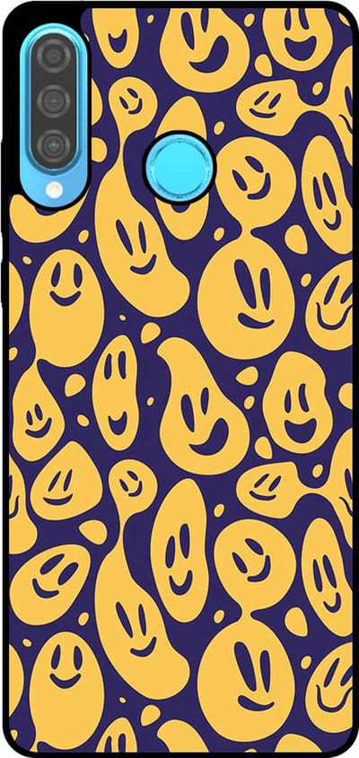 Smartphonica Telefoonhoesje Geschikt voor Huawei P30 Lite met smiley opdruk - TPU backcover case emoji design - Paars Geel geschikt voor Huawei P30 Lite