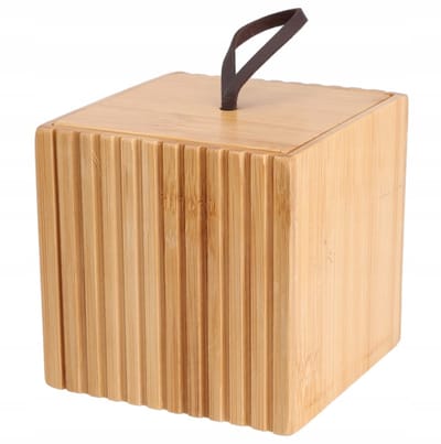 Boîte Organisateur de Salle de Bain en Bambou, Décorative Élégante, 9x9x9 cm
