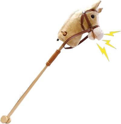 Stokpaard Pluche - Houten Paardje - Rollenspel Kinderen - Zacht en Stabiel - 100 cm - Bruin