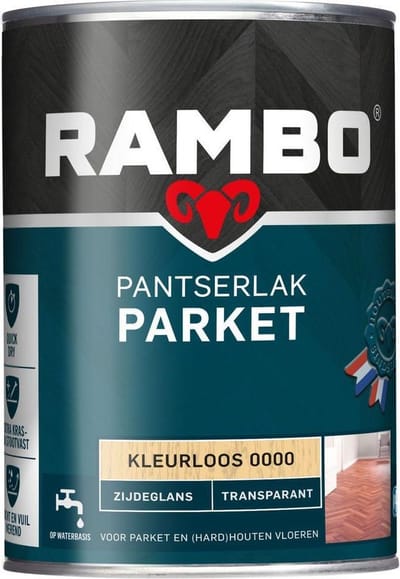 Rambo Pantserlak Parket - Transparant Acryl - Snel Drogend - Vocht & Vuilwerend - Zijdeglans - 1.25L