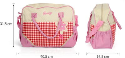 Luiertas - Baby Verzorgingstas Incl. Verschoningsmatje - Flessenhouder - Schoudertas hengsels - Roze - Creme - Rood