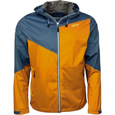 Geel en blauwe 4-way stretch heren regenjas Liam van Pro-X Elements XXXL