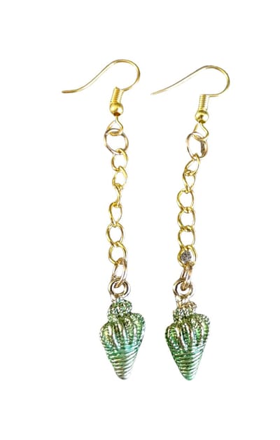 2 Love it Schelp GoudGroen - Oorbellen - 6 x 1.9 cm - Groen - Goudkleurig