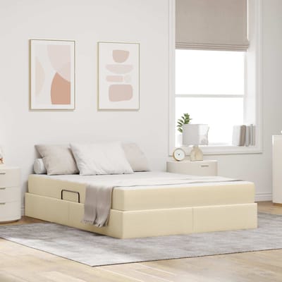 vidaXL - Opbergbed - met - matras - met - opslag - Crème - 140 - x - 200 - cm - Polyester