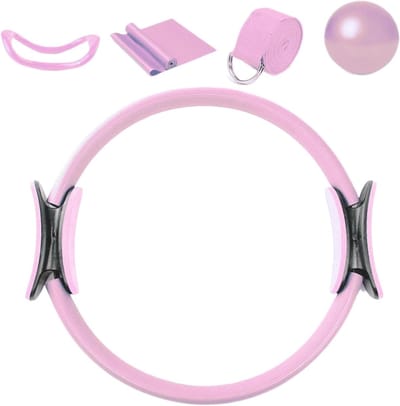 Pilates Set - Fitness Accessoires - Thuistraining - Versterkt Kernkracht - 5 Delig - Roze