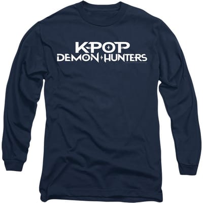 K-Pop Demon Hunters Unisex T-shirt met lange mouwen en logo voor volwassenen (Marine)