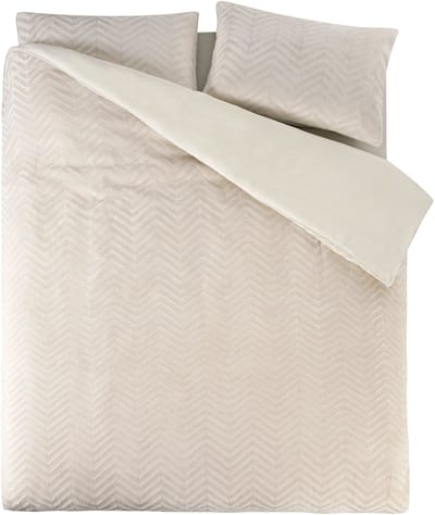 Sleeptime Teddy Chevron Dekbedovertrek - Eenpersoons - 200X200/220 + 2 x kussenslopen 60x70 - Creme