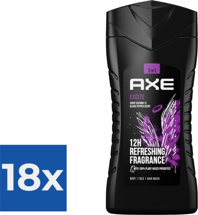 Axe Douchegel - Excite 250 ml - Voordeelverpakking 18 stuks