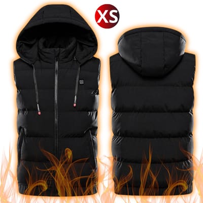 Bovista Verwarmde Bodywarmer - Heated Vest - Elektrische Bodywarmer - Rits Capuchon - Water Afstotend - Oplaadbaar - Maat XS - Zwart