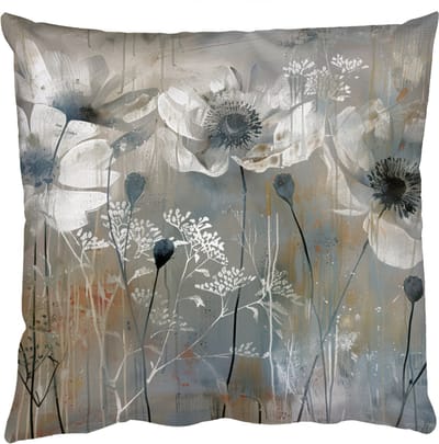 Sierkussens - Kussentjes Woonkamer - 50x50 cm - Bloemen - Planten - Grijs - Abstract