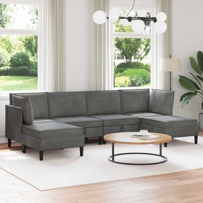 vidaXL - Woonkamer - Meubelset - 6 - st - Donkergrijs - Fluweel