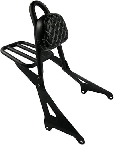 Passagierskussen Motorfiets - Rugleuning Bagagerek - Comfortabel Reizen - Waterdicht PU-leer - 3.3 kg - Zwart