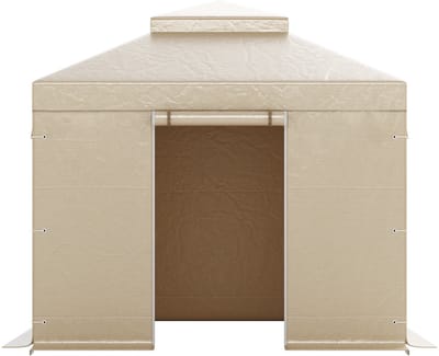 Wintergazebo-Hoes voor 10 X 10 ft Hardtopgazebo's, All-Weather Dubbellaagse Hoes met Zijwanden en Gaasramen, Duurzame Pe-Behuizing voor Buitenschuilplaats, Gazeboframe Niet Inbegrepen