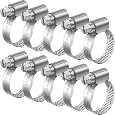 Verstelbare Slangklemmen 12-20 mm, Set van 10, RVS, Geschikt voor Brandstofslangen, Dieselbuizen en Watertubes