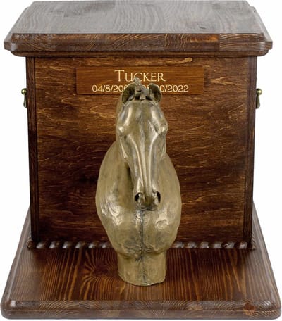 Urn voor paardenas met paardenbuste - grote asdoos voor hondenras