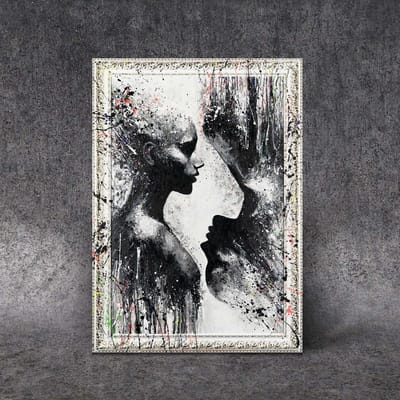 Canvas schilderij landschapsformaat handgeschilderd grenzen intimiteit abstract – YS-Art Gallery – Intieme wanddecoratie voor woonkamer – Modern schilderij voor slaapkamer