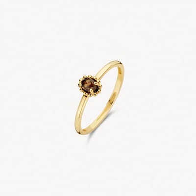 Blush Ring 1227YSQ/54 14k Geelgoud met Smokey Quartz Maat 54