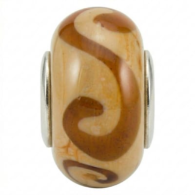 Quiges - Glazen - Kraal - Bedels - Bruin - Met - symbool - Bead Past op alle bekende merken - armband