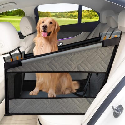 Dailygoods- Hondenautostoel Extra Stabiel - Waterdicht - Antislip - Krasbestendig - Versterkte Hondenstoel - 3 Bevestigingsriemen - Huisdierstoel