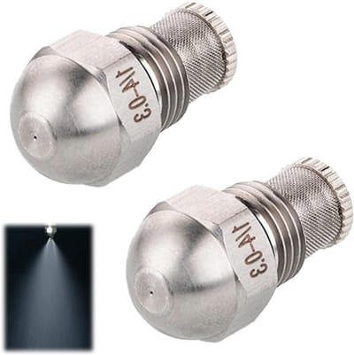 Set van 2 RVS spraykoppen met 1/4 BSP aansluiting voor fijne verneveling, koeling en tuinirrigatie (gaatjesdiameter: 0,3 mm)