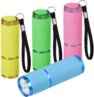 TOVBMUP 4 stuks zaklamp - LED zaklamp - Mini zaklamp - 9 LED lampen - Waterdicht - Met rubberen grip - Geschikt voor noodgevallen, buitenactiviteiten, kamperen