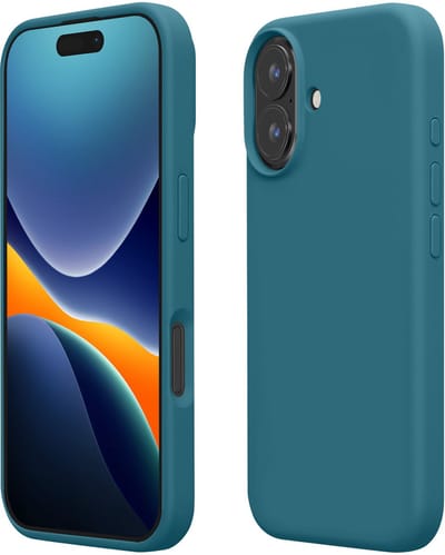 kwmobile telefoonhoesje geschikt voor Apple iPhone 16 Plus - Hoesje met siliconen coating - Smartphone case in mat petrol