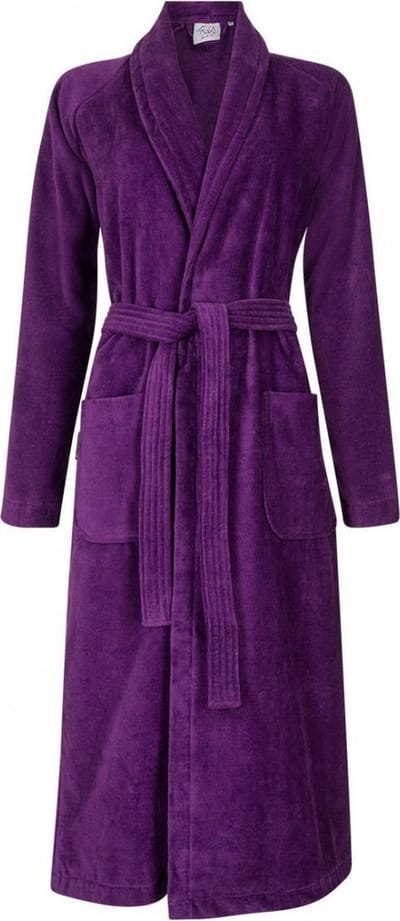 Dames badjas paars - sauna badjas 100% katoen badjas - badjas dames - paarse badjas sjaalkraag - Badrock - maat XS