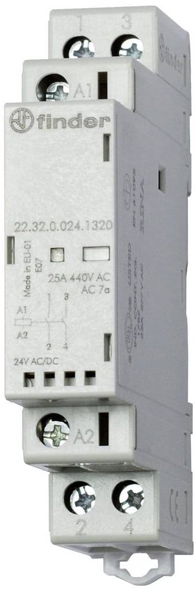 Finder 22.32.0.120.1520 Contactor 1x NO, 1x NC 120 V/DC, 120 V/AC 25 A 1 stuk(s)