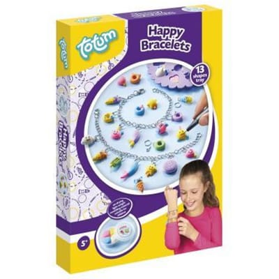 Totum vrolijke bedelarmbandjes maken Happy Bracelets - met zelfhardende klei en herbruikbare mal- creatief speelgoed meisjes vanaf 5 jaar